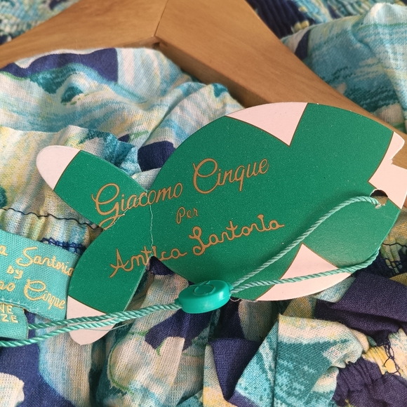 NWT Antica Sartoria Smocked Paisley Off Shoulder Puff Sleeve Cotton Top OS - Picture 6 of 7